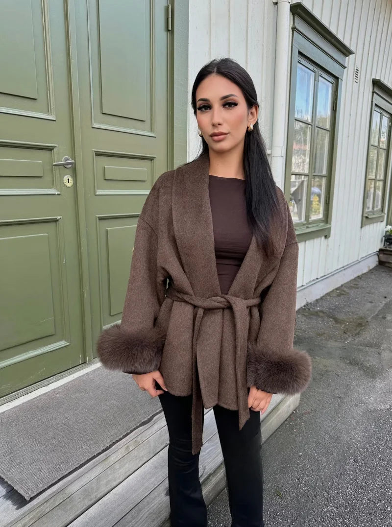 QICHE High‑End Wool‑Blend Women Outerwear Chic Fashion Jacket For European‑Vibe Ladies Autumn‑Winter New Arrival