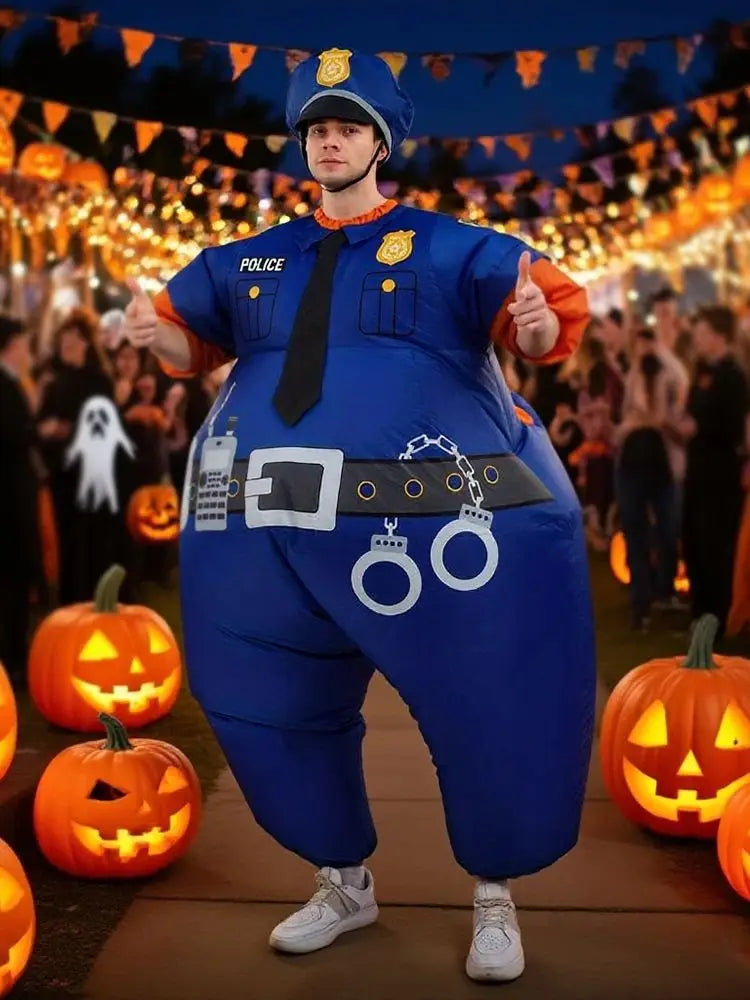 Inflatable Police Costume Halloween Costume Adult Funny Police Blow up Costumes for Cosplay Party