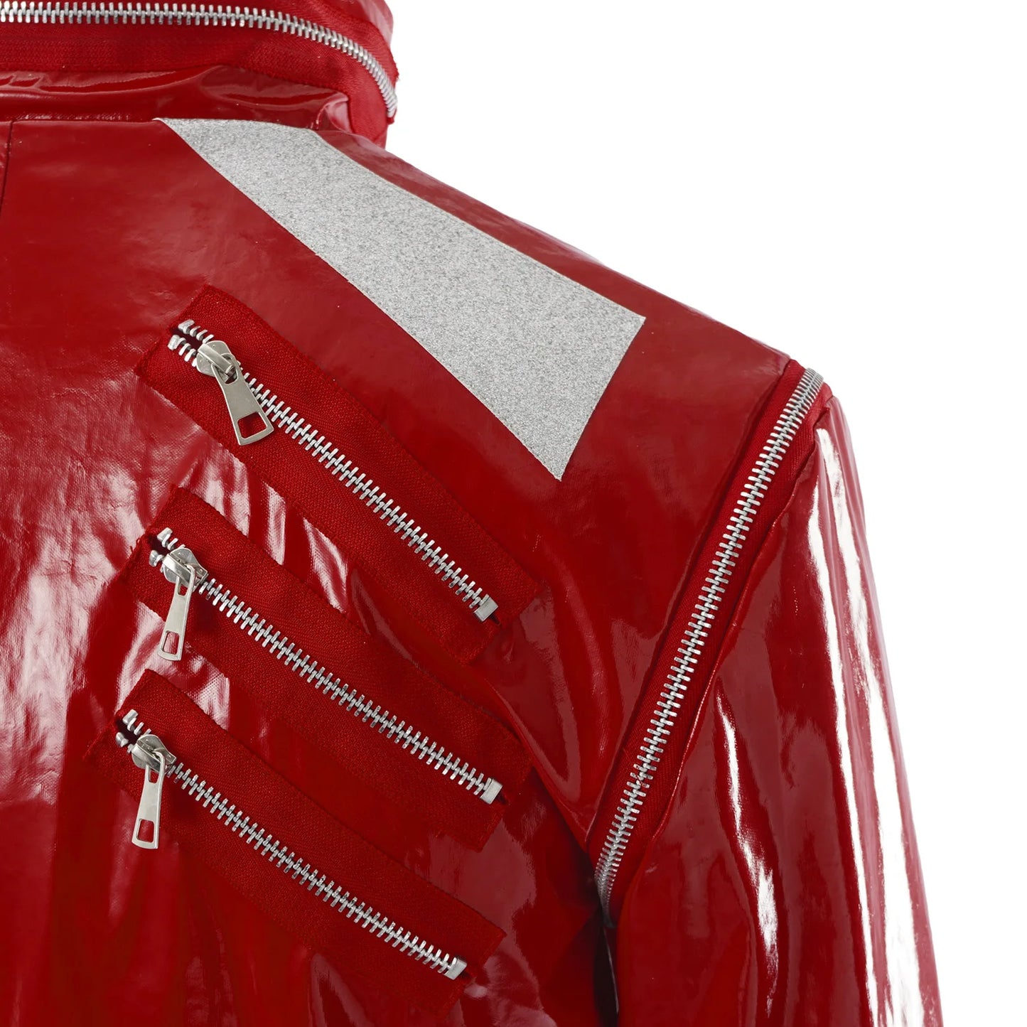 Red Zipper Michael Jackson MJ Beat It Jacket for Impersonators PU Leather Punk Casual Coat Halloween Stage Christmas Outwear