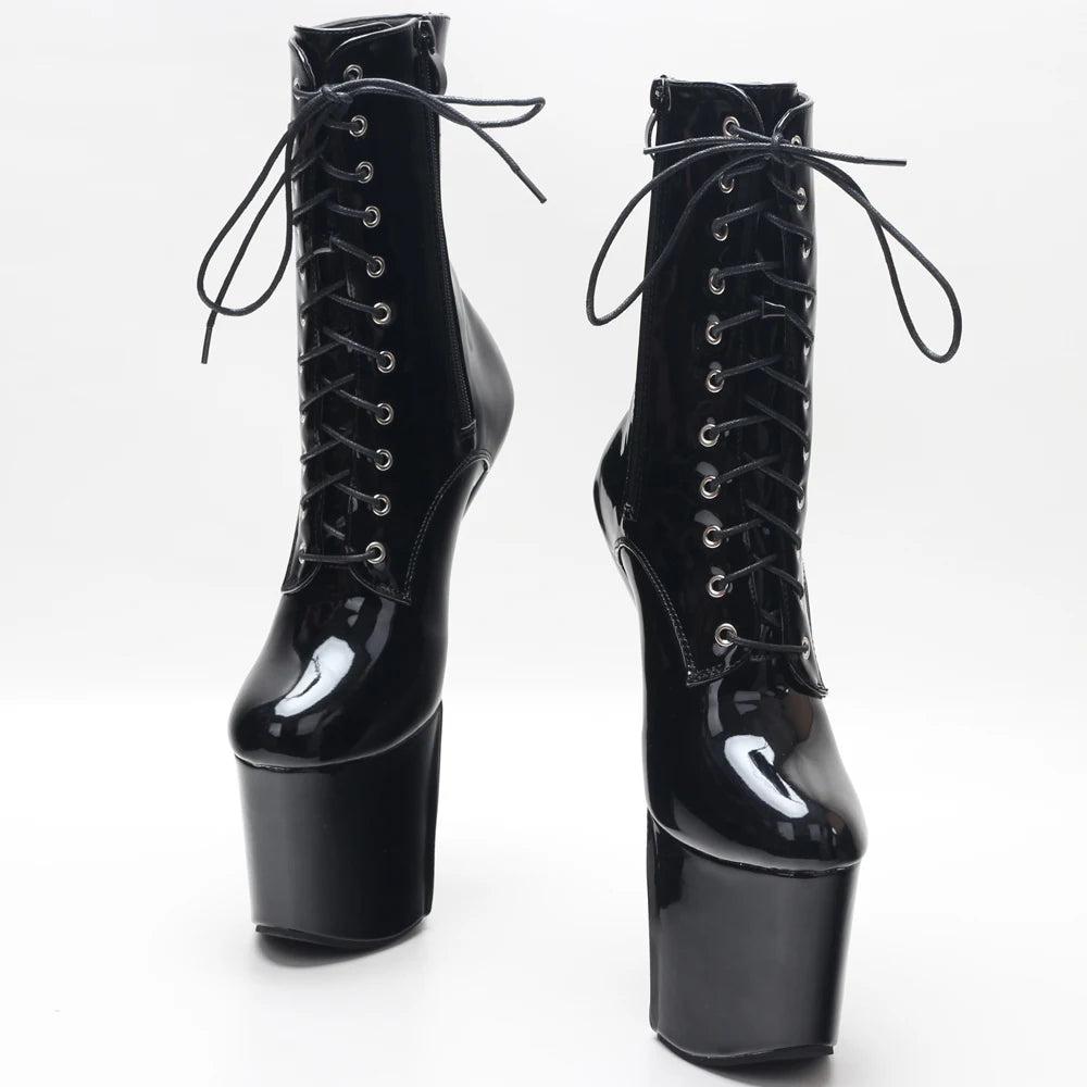 Exotic Pole Dance Platform Ankle Boots Extreme Fetish 8 Inch High Heelless Boots