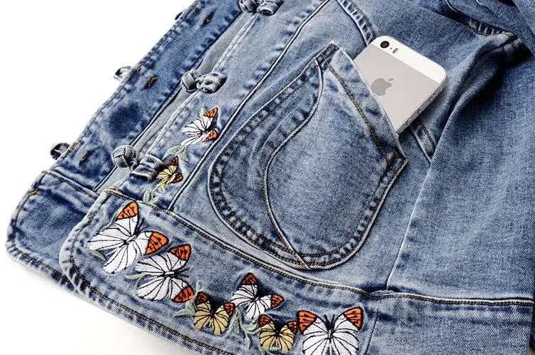 Women 2026 Spring Embroidered  Denim Jacket New Short Jackets Cardigan  Cowboy Coat Basic Jacket  Female Plus Size 3XL