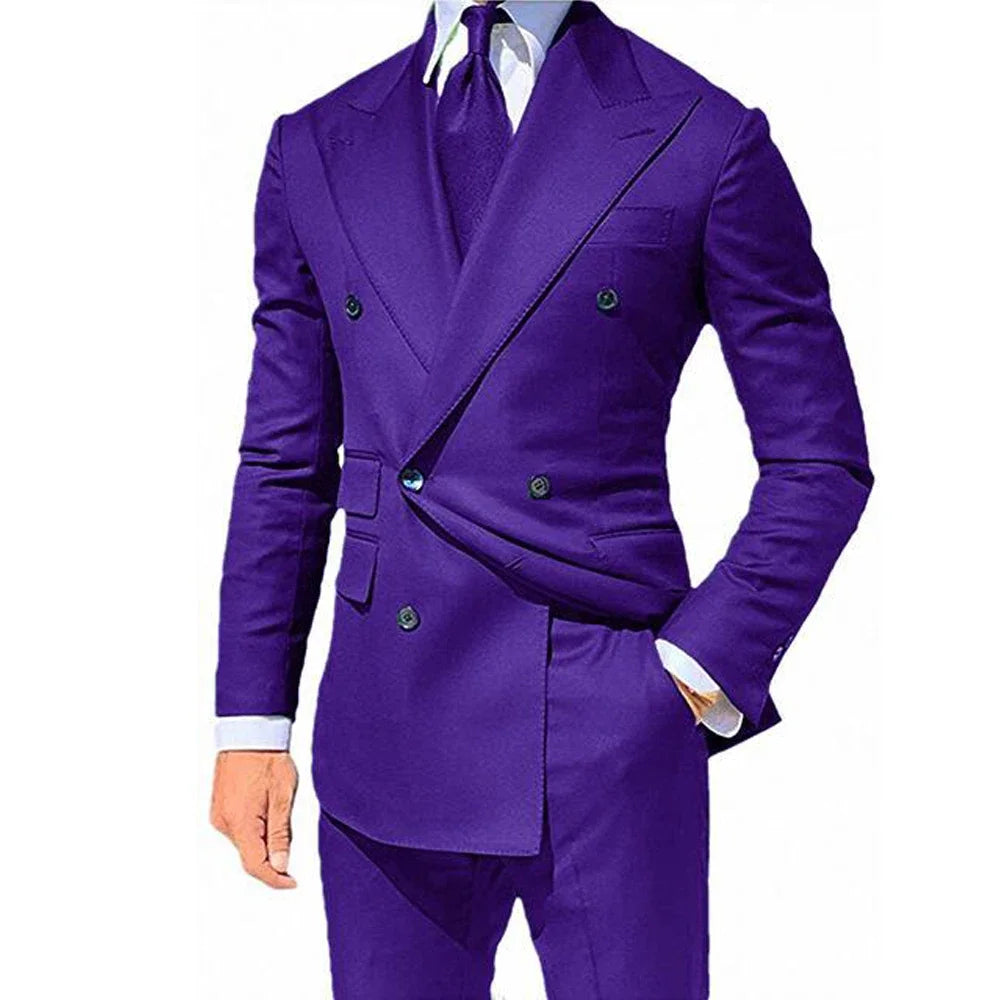 Yellow Men Suits 2 Pieces Set Fashion New Men's Casual Boutique Business Formal Wedding Groom Suit Coat Blazer Trousers 2024