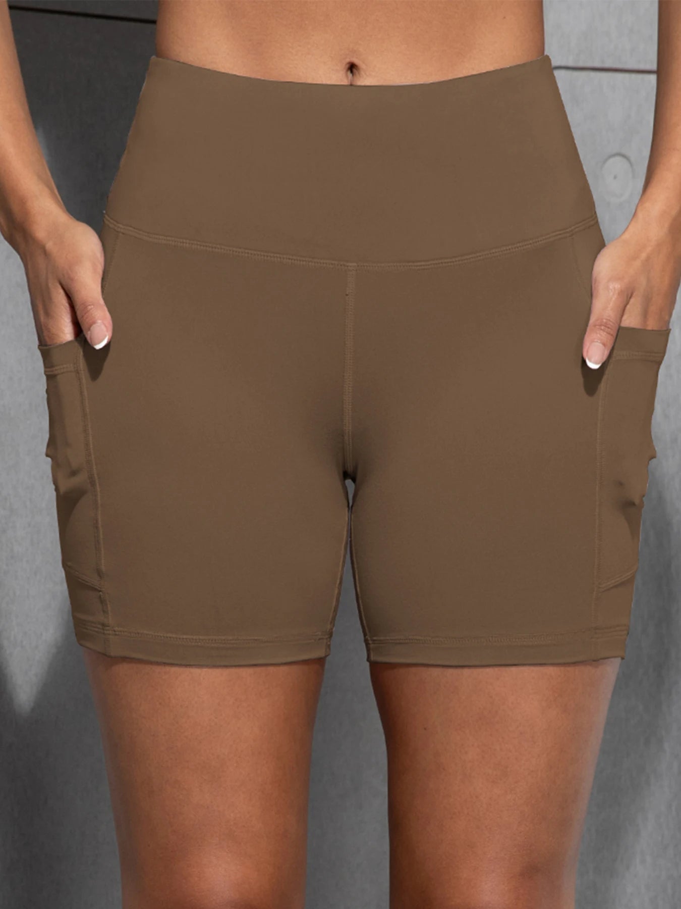 CHRLEISURE Yoga Shorts with Pockets High Waist Butt Lifting Cycling Tight Elastic Slim Running Fitness Women Shorts Sportswear