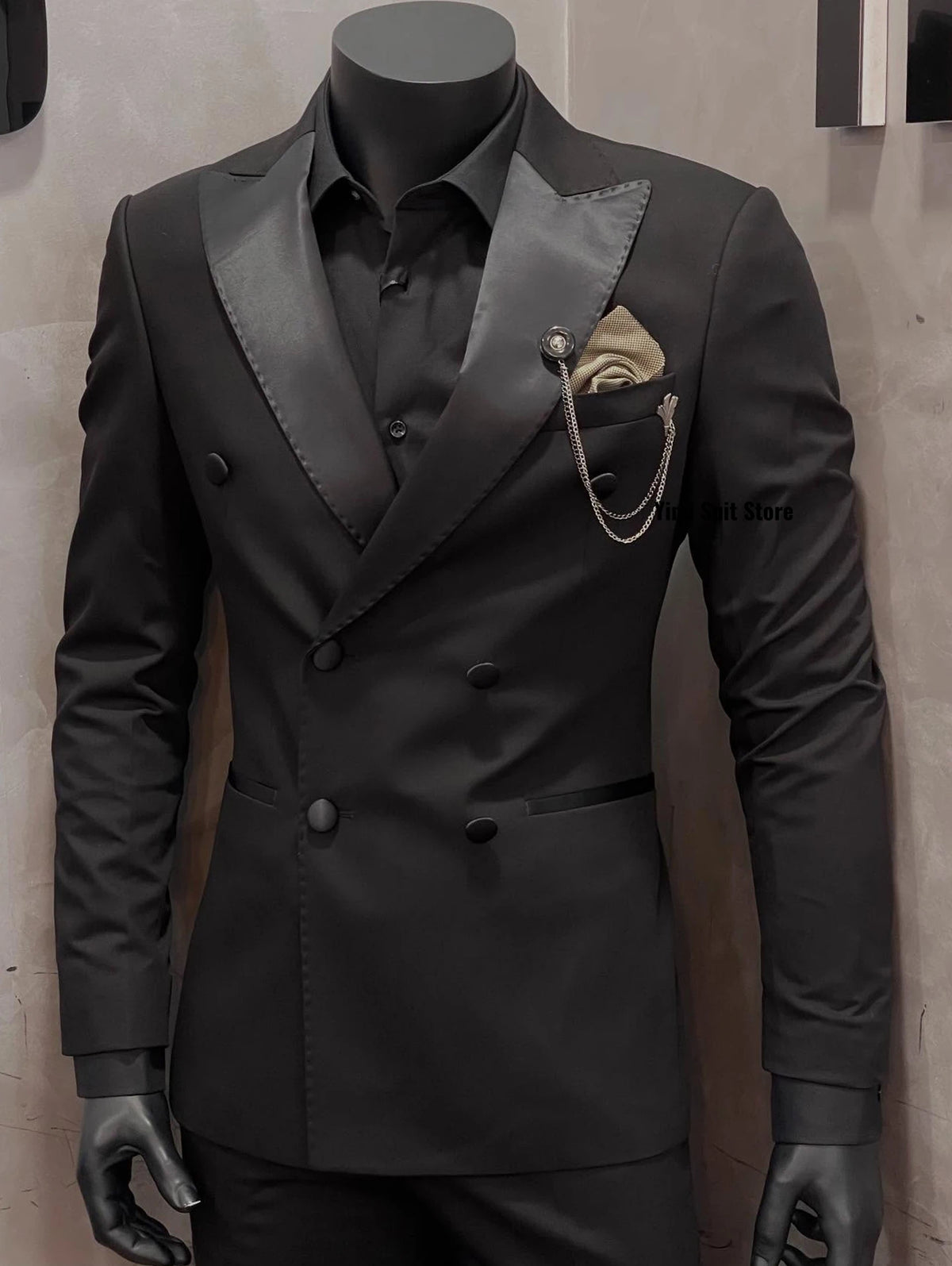 3 Pieces Men's Suits Black Men Office Double Breasted Suit Outfits Formal Wedding Business Casual Male Suits Jacket+Vest+Pant