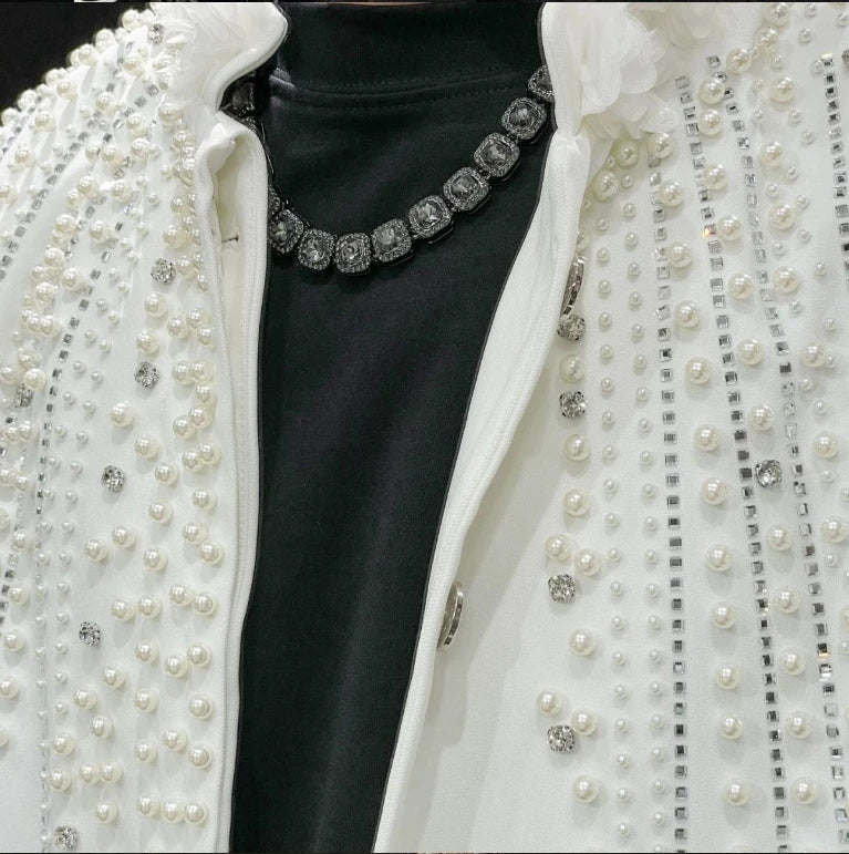 Fashion Men's Jacket Spring Autumn High-End Pearl Niche Personality Design Short Men's Stand Collar Coat
