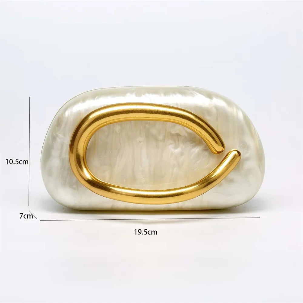 Women Big Brass Metal Name Acrylic Box Clutch Evening Bags Bridal Wedding Purses And Handbags Beach Gift Luxury Designer Purse