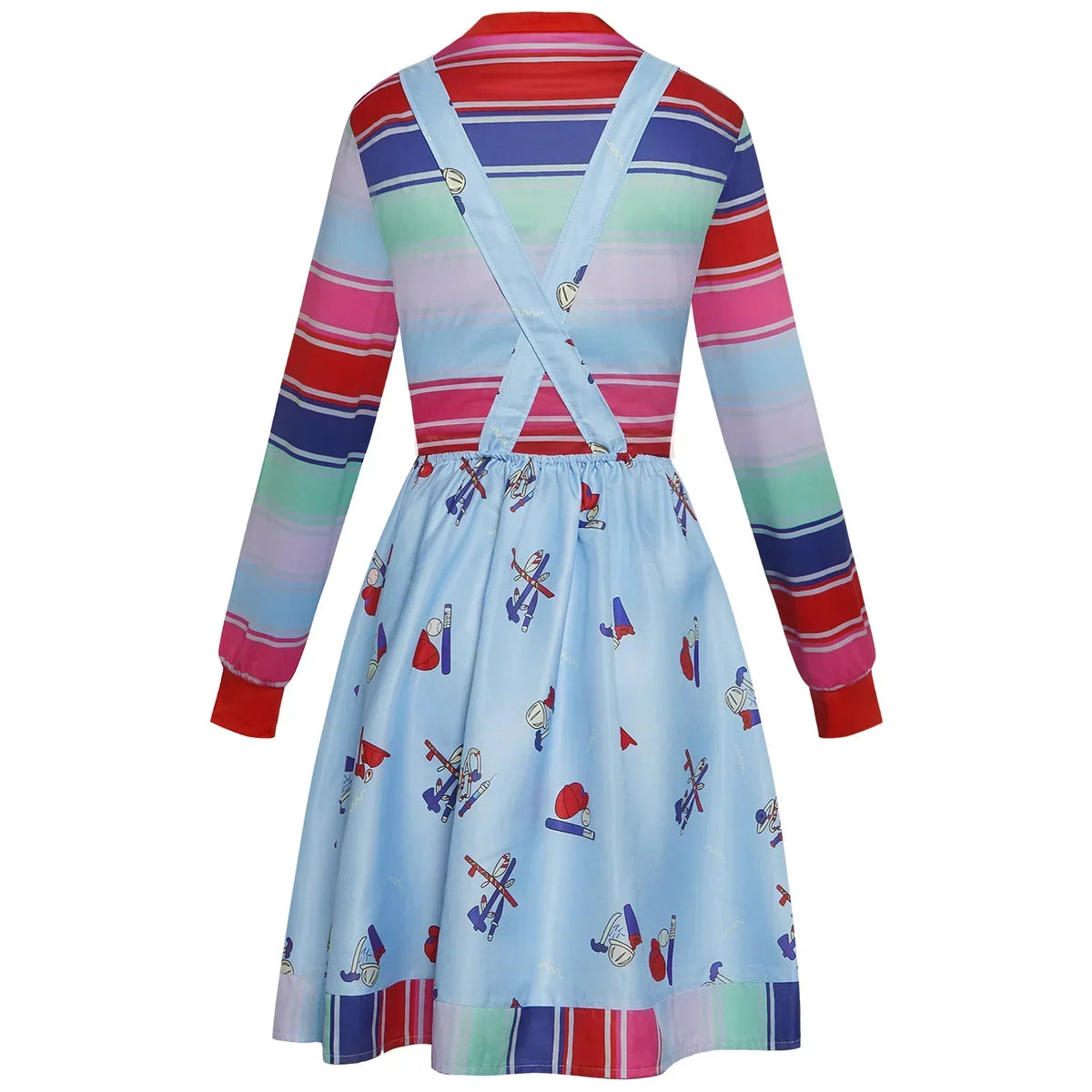 Movie Chucky Cosplay Costume Adult Unisex Dress Top Overall Pants Suit Halloween Uniform Outfit Performance