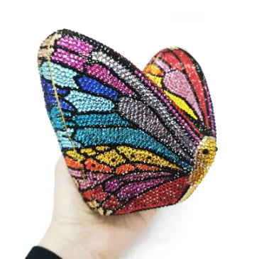 XIYUAN Butterfly Shaped Crystal Evening Bags Women Sparkling Rhinestone Clutch Purse Wedding Party Bridal Handbag Black Diamonds