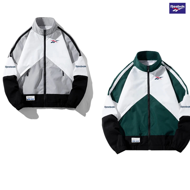 Reebok Men's Windproof Jacket 2026 Hip-Hop Street Style Zipper Jacket Harajuku Lightweight Sport Coat Comfortable and Cool to We