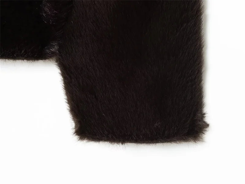 Women's Jacket 2025 Autumn/Winter New Arrivals Dark Brown Long-Sleeve Faux Leather Reversible Jacket Stylish and Unique