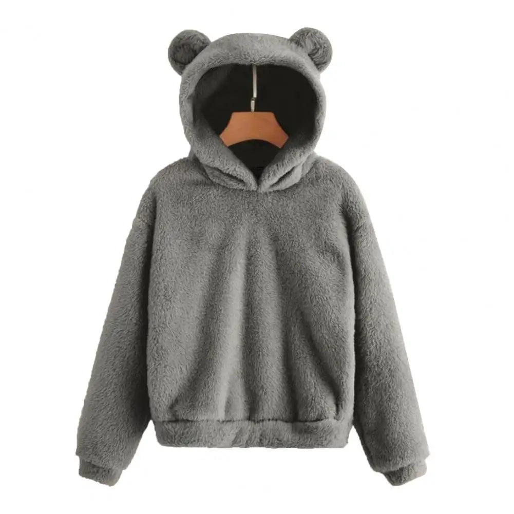Fall Winter Women's Hoodies Winter Women Long Sleeve Rabbit Ear Hood Sweatshirt Cute Plush Warm Casual Cute Hoodie Tops 2026