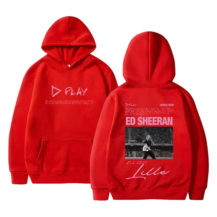 Ed Sheeran Play World Tour 2026 Merch Hoodie Men Women Fashion Hip Hop Hooded Sweatshirt Men's Cotton Oversized Pullover Hoodies