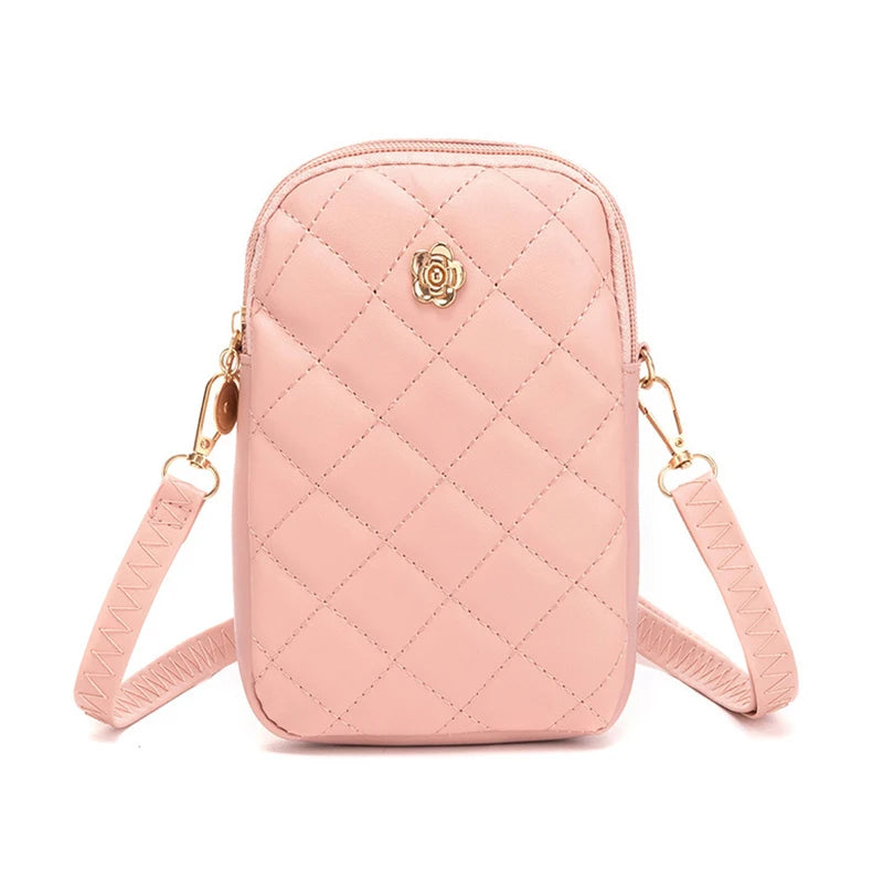 Embroidery Mobile Phone Bags Women Fashion Shoulder Bag Female Mini Crossbody Messenger Bags PU Leather Clutch Wallet Pouch