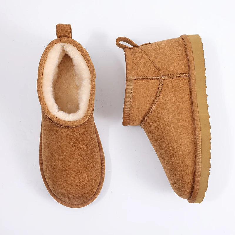 Luxury Winter Short Plush Snow Boots Cotton Shoes New Anti-suede Women Boots Casual Flat Nonslip Cotton Boots Mini Fur Boots