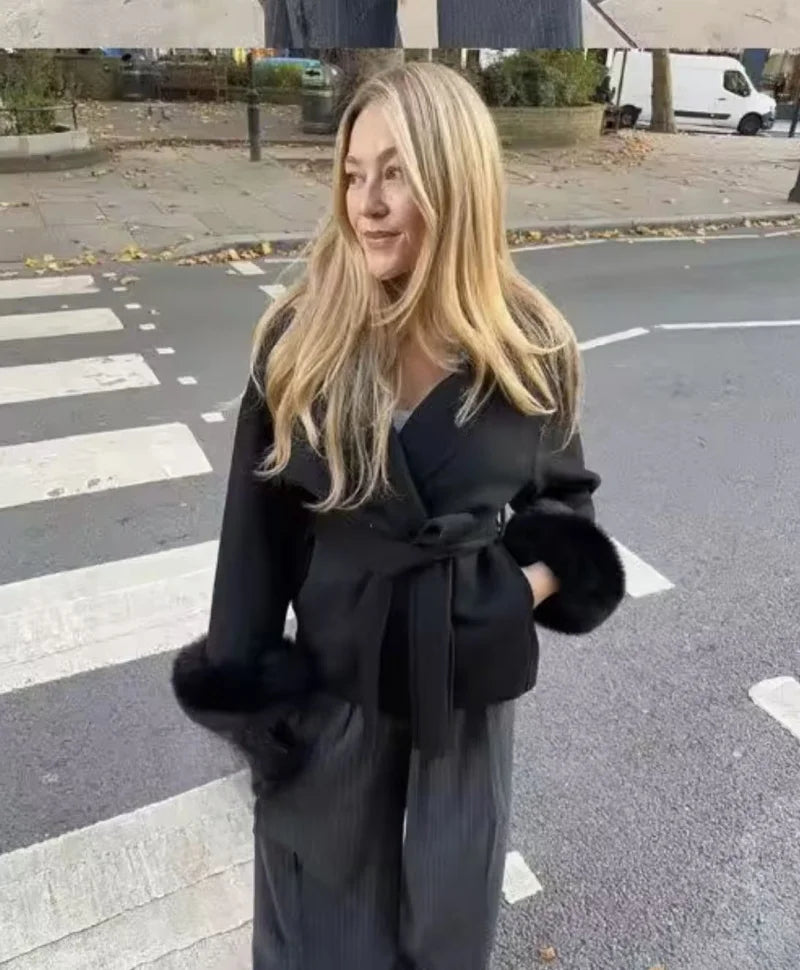 QICHE High‑End Wool‑Blend Women Outerwear Chic Fashion Jacket For European‑Vibe Ladies Autumn‑Winter New Arrival