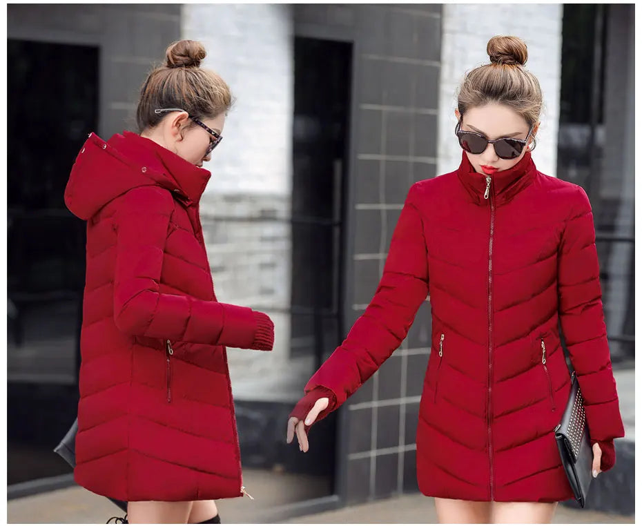 2024 New Wool Collar Hooded Winter Jacket Parkas Women's Jacket Thick Warm Cotton Cushion Down Coat Parka Coat Winter Long Fit D