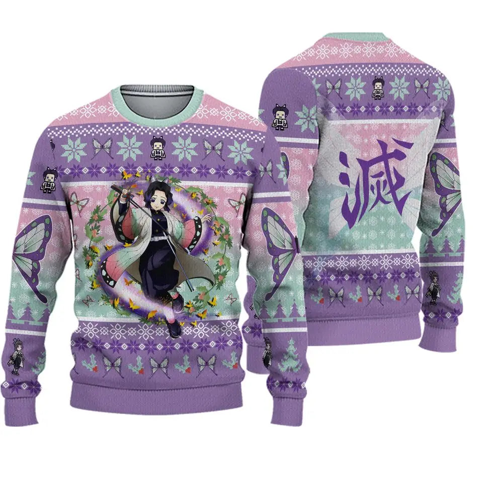 New Anime Nezuko Kamado Demon Slayer Christmas Round Neck Pullover Men Comic Exhibition 3D Print Har Christmas