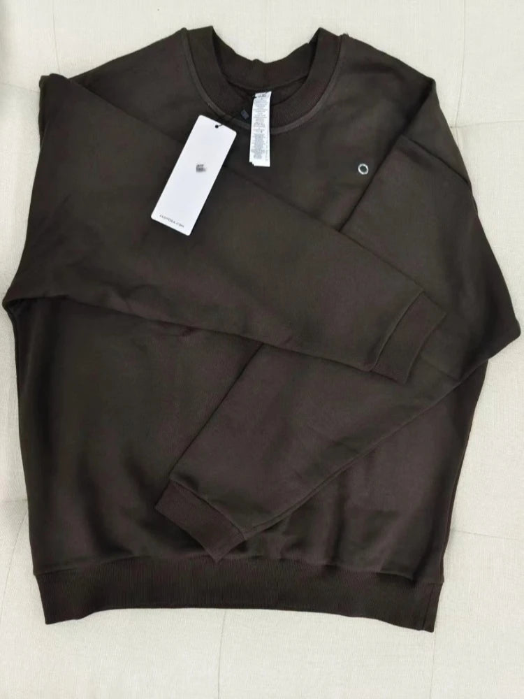 Same Style Letter Round Neck Long Sleeve Top Fashion Elegant Loose Couple Hoodie Solid Color Simple Loose Casual Hoodie 2025