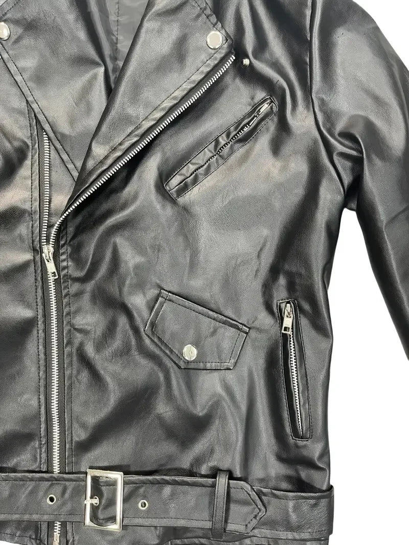 Leather Jacket Business Black Red Men Casual Leather Coats New Men Business Fashion Male Suit Collar Large Size Slim Fit Top