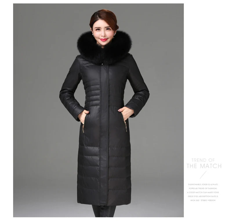 Shengyu Boya Middle-Aged and Elderly Women's Over-The-Knee Long down Jacket, Thickened Slim-Fit Coat for Mothers, New Style