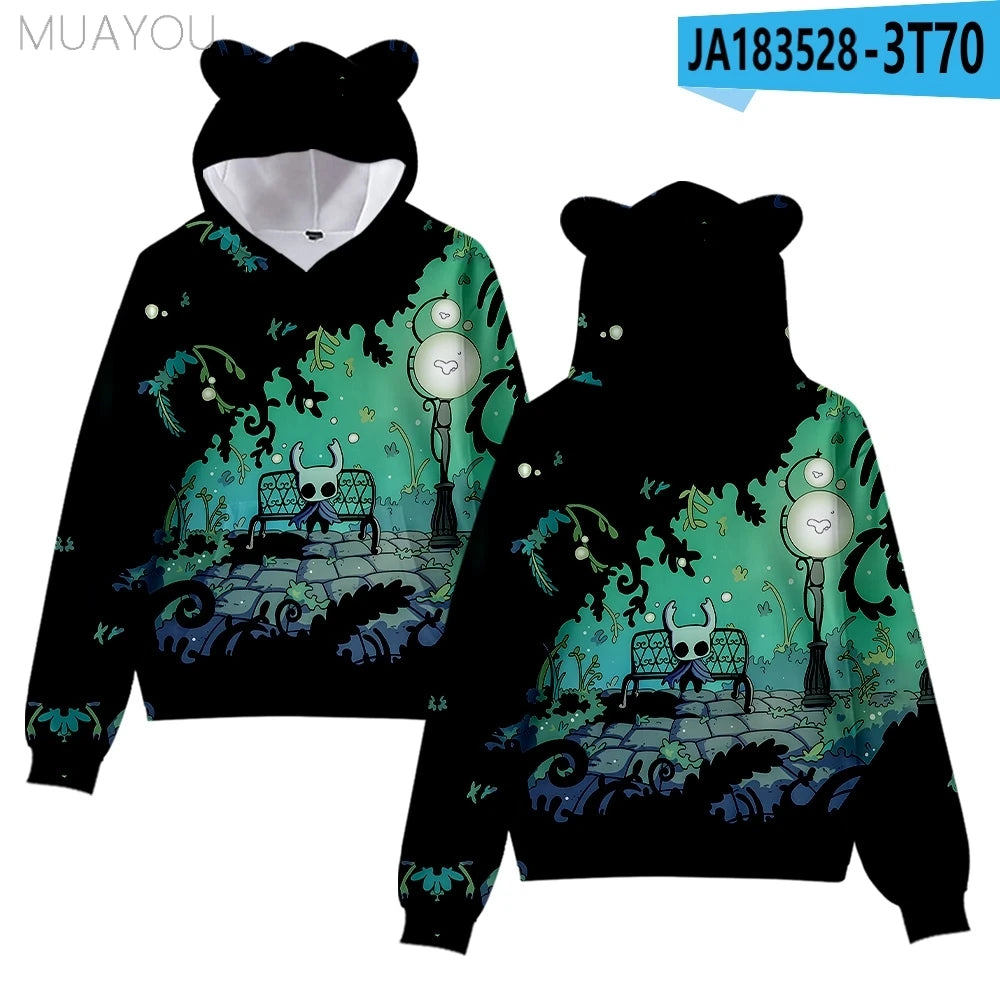 Hollow Knight Silksong kids hoodies Sweatshirts 3D Printed Cat's Ears Anime Casual Pullovers Men Women hoodie