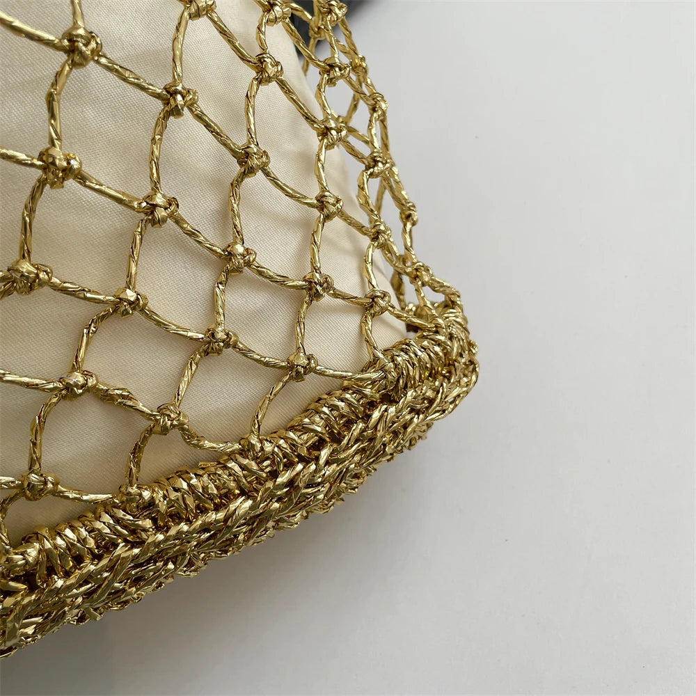 MOODS Handmade Woven Design Round Handle Handbags For Women Eco-friendly Craft Paper Hollow-out Luxury Designer Top-handle Bags