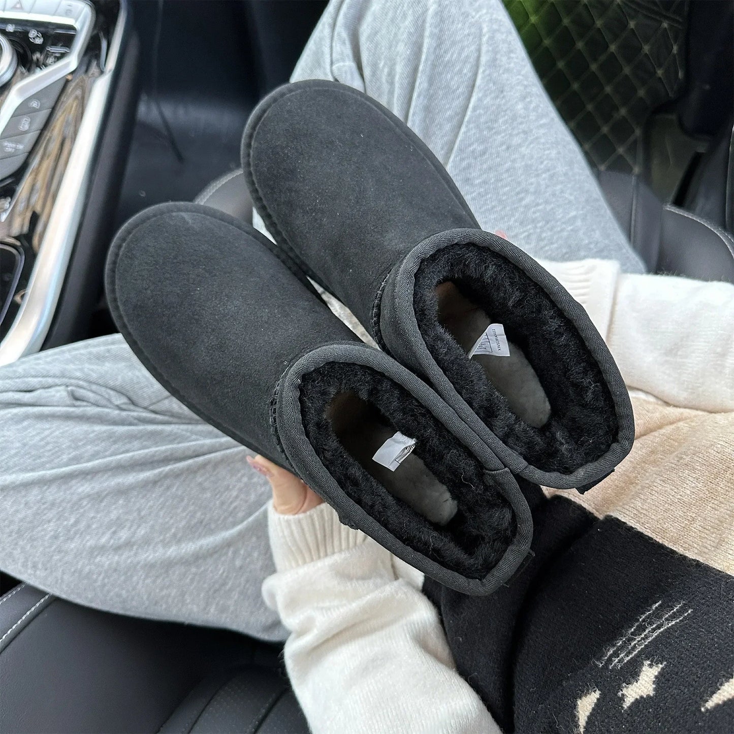 5854 men's and women's sheepskin and wool snow boots, integrated fur and leather, winter thick and warm women's boots