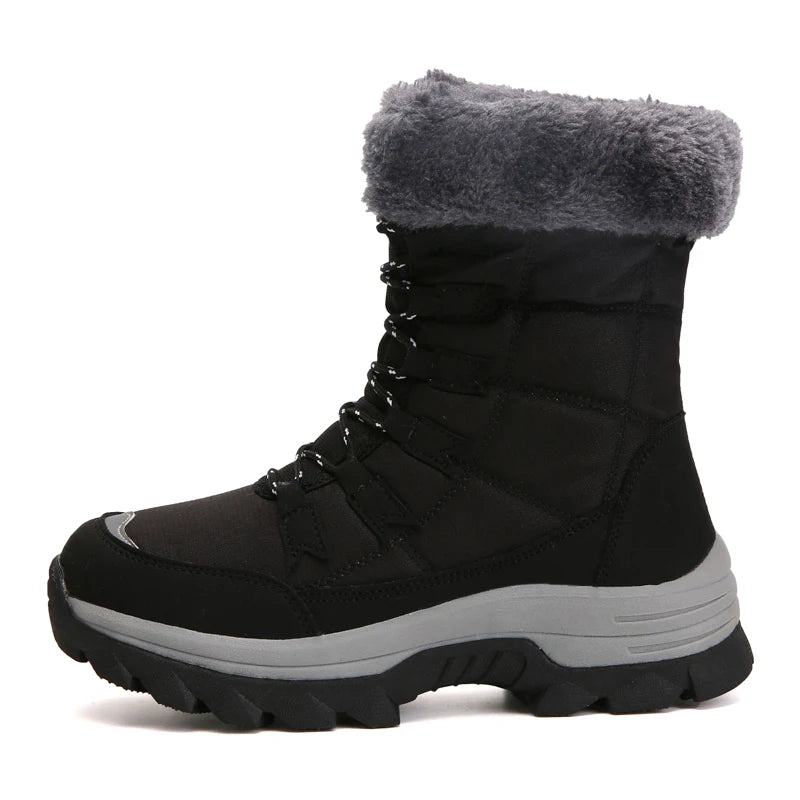 Women's Snow Boots, Women's Shoes, Winter Fleece-Lined, Thickened, Warm Outdoor Hiking Boots, High-Top, Thick-Soled Outdoor Boots