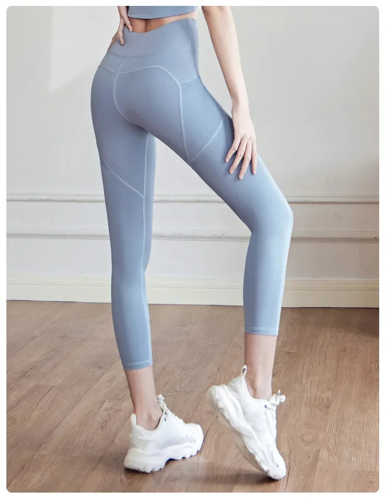 Training Leggings with Pockets for Women - High Elastic Yoga Pants Tummy Control High Waist 4-Way Stretch Gym Workout  Athletic