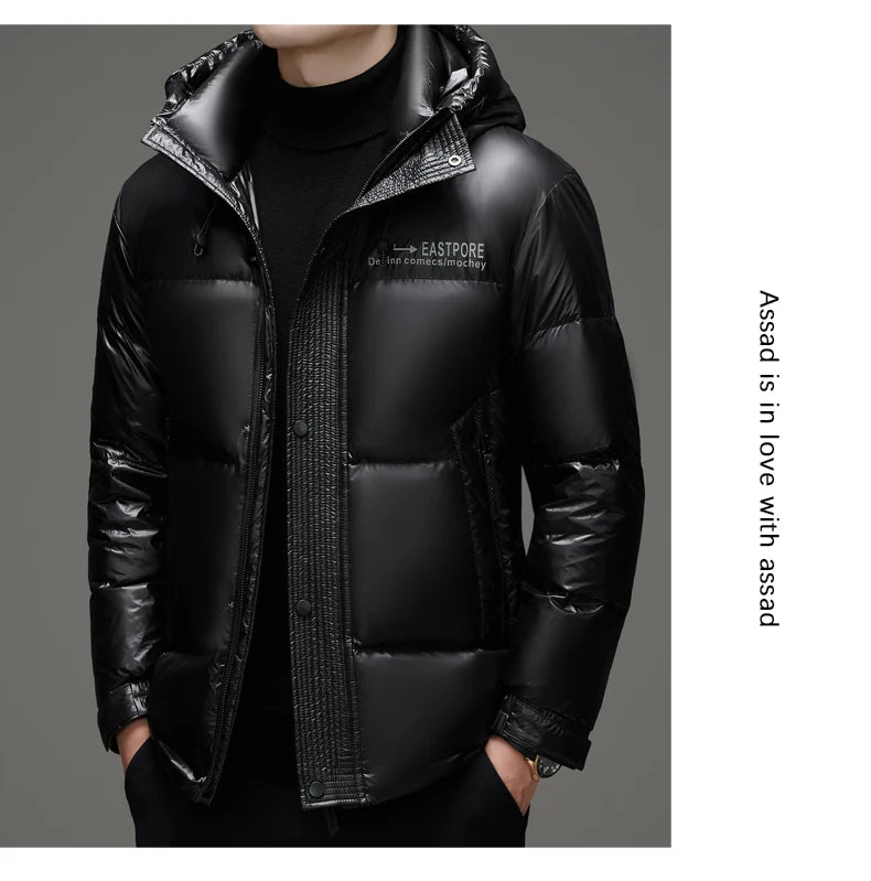 High End Thick Brand Casual Fashion Shiny Men Down Jacket Winter Warm Hooded Designer Parkas Windbreaker Puffer Feather Coats