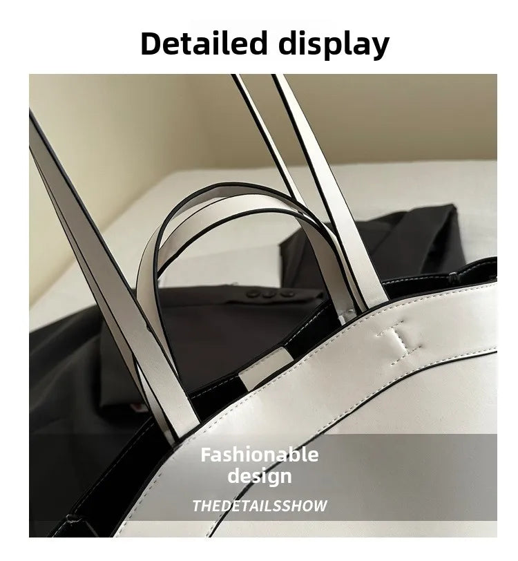 Solid Color Soft Leather Handbag Women Single Shoulder Tote Bag, Large Capacity Commuting Set Handbags Shopping Cross Body Bags