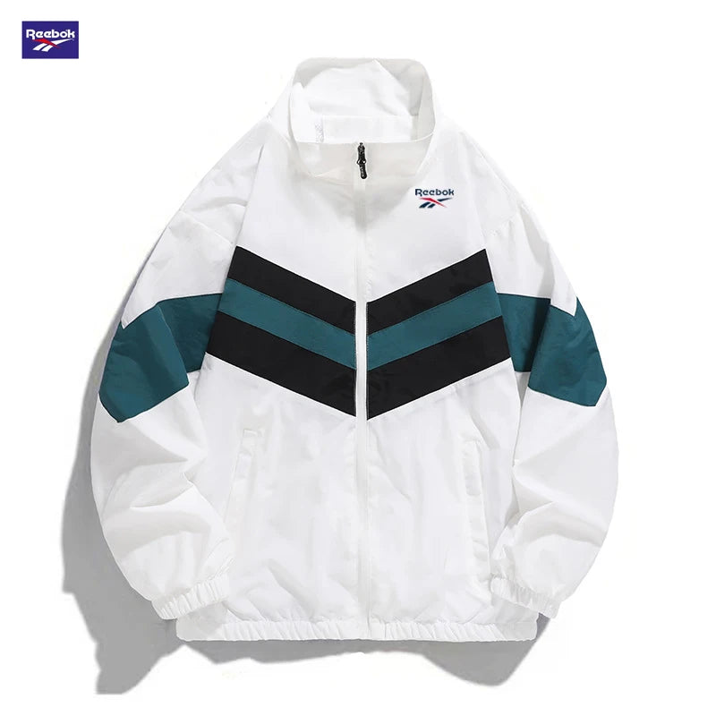Reebok Men's Spring/Autumn Casual Jacket Windproof Two-Piece Set, Retro Street Style Color-Contrast Design, Overseas Street Tren
