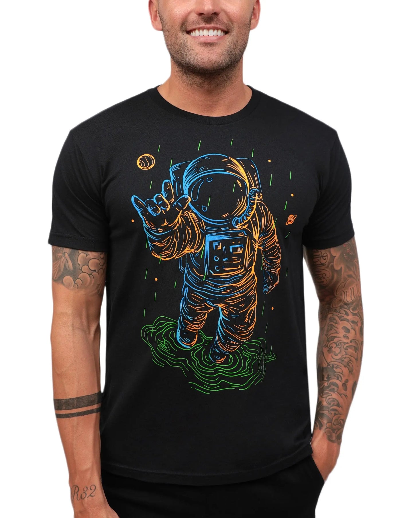INTO THE AM Graphic Tees for Men S - 4XL Premium Short Sleeve Colorful T-Shirts Trippy Astronaut Designs High Quality 50988