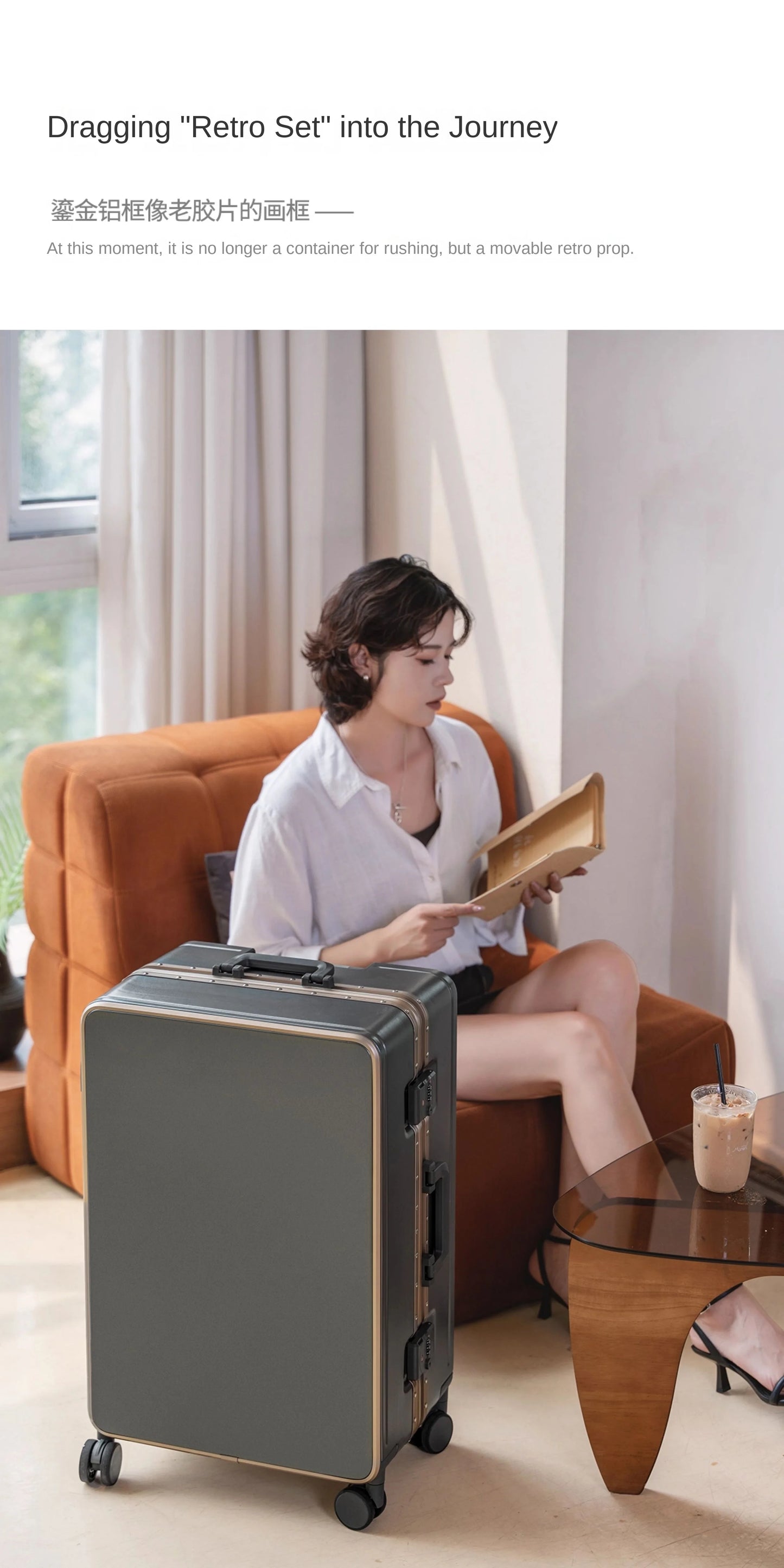 Gilding Aluminum Frame Suitcase Thickened PC Multifunctional 20 inch Boarding box Morandi Color Series 24/ 26 inch Trolley Case