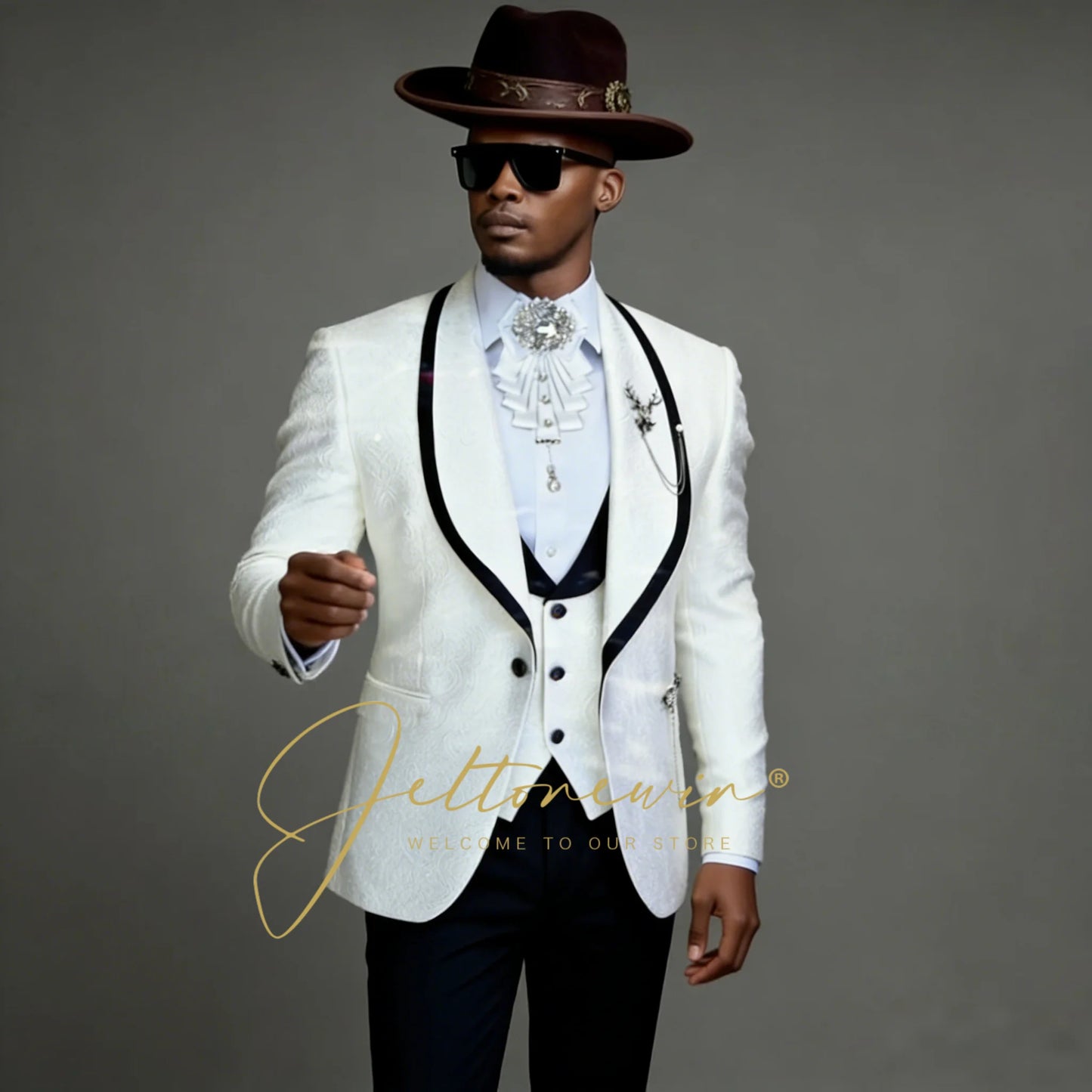 Latest Designs Printed Floral Mens Suits For Wedding Shawl Lapel Groom Tuxedos Slim Fit Terno Masculino Prom Party 3 Pieces Set