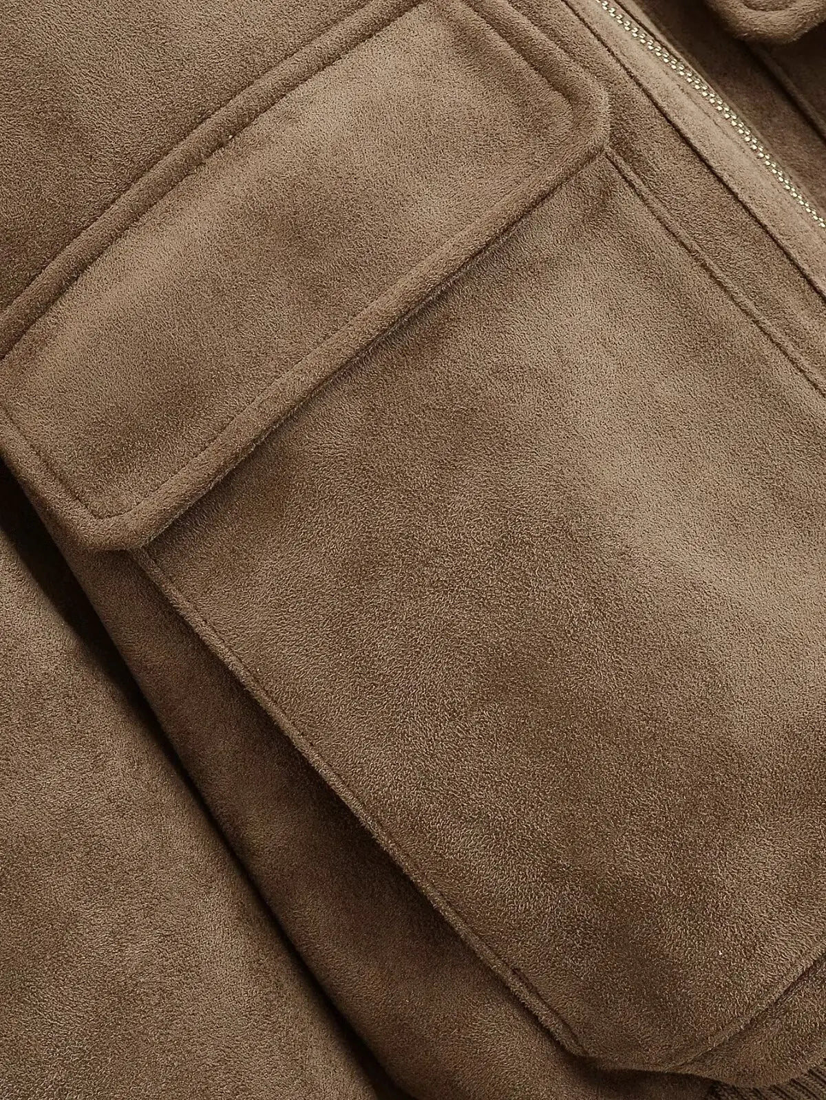 TFMLN 2026 Women Suede Leather Jacket with Pockets Autumn Winter High Collar Long Sleeve Zipper Jacket Lady Slim Chic Coats