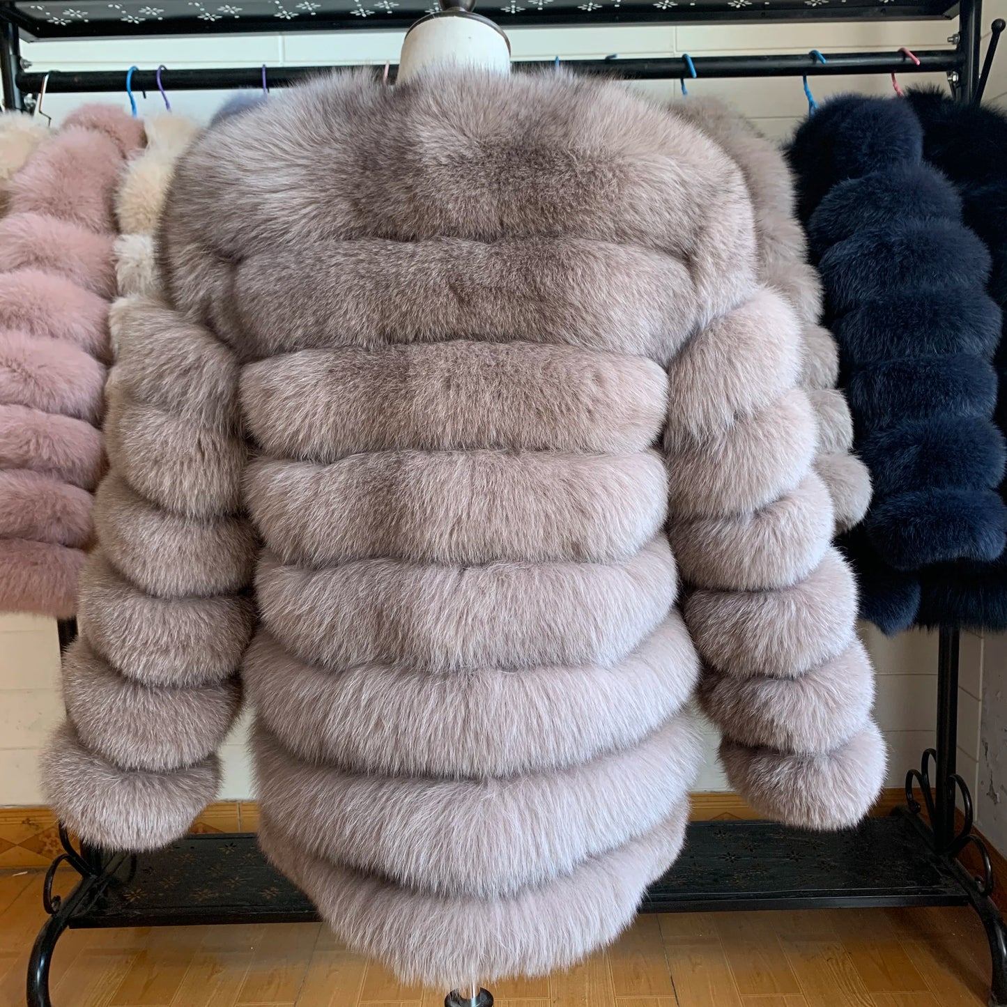 NEW Style Length Sleeves 4in1 Real Fur Coats Women Natural Real Fur Jackets Vest Winter Outerwear Women Fox Fur Coat Quality Fur