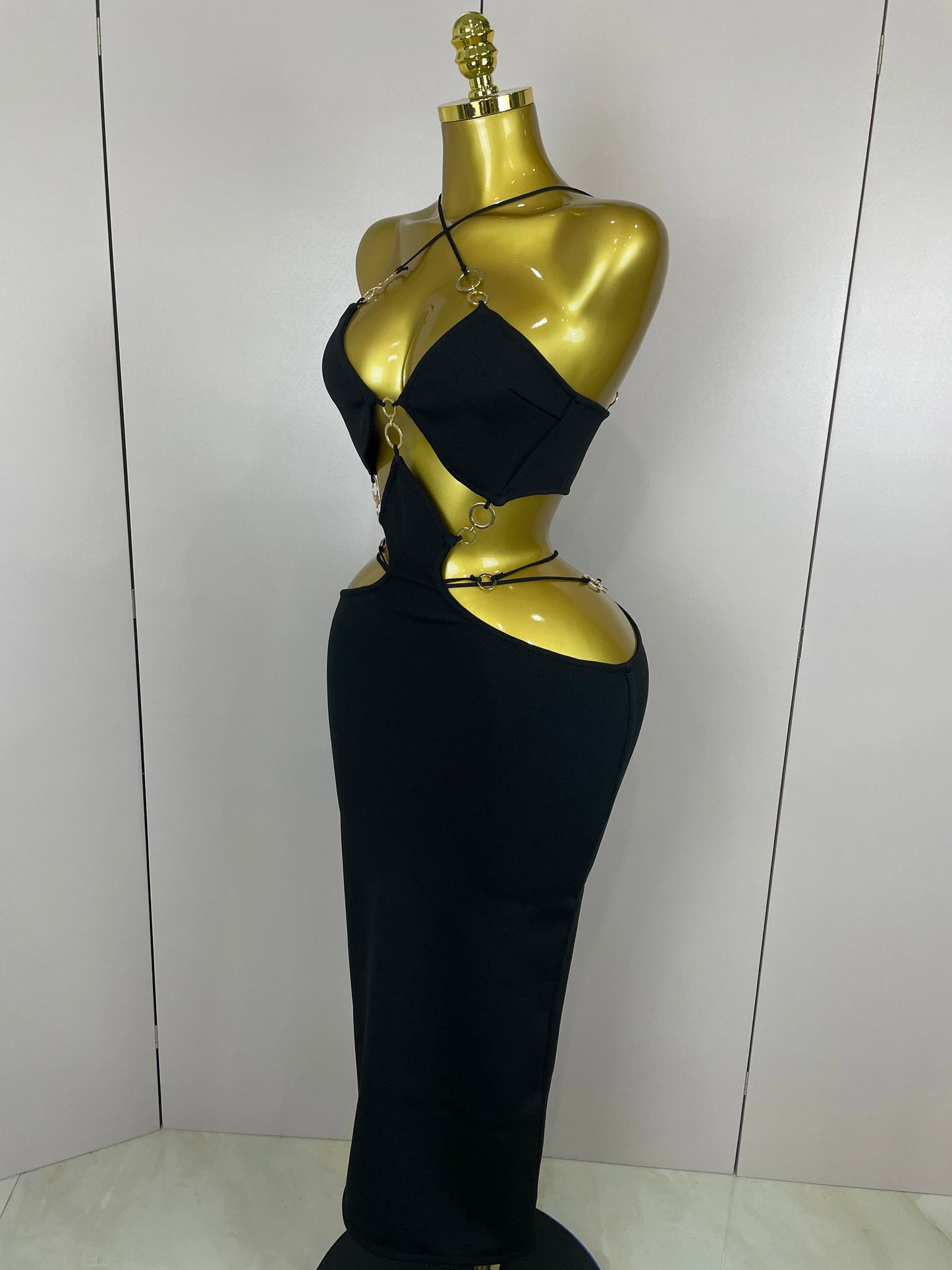 Sexy Halter Hollow Out  Sleeveless Black Red Bodycon Long Bandage Dress 2025 Women Celebate Elegant Luxury Birthday Club Dress