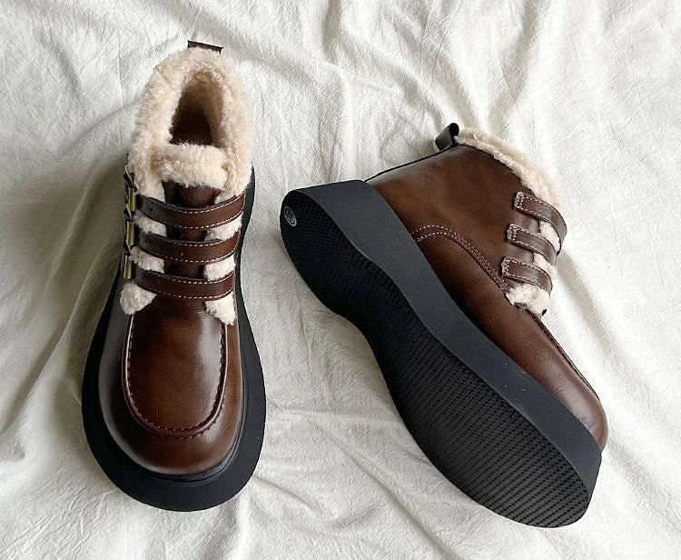 Lace-up Elegant With Medium Heels Padded Women's Snow Boots Laces Ladies Shoes Y2k Protective Plush Comfortable High Quality 39