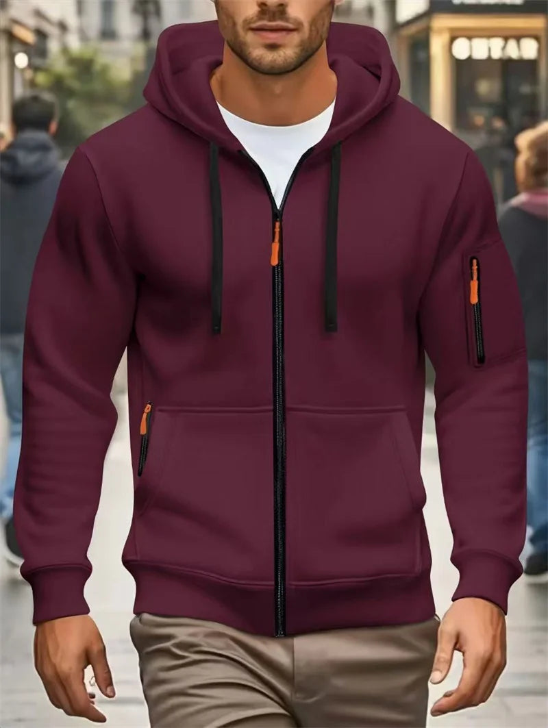 Men's Autumn Winter Hoodies Long Sleeve Sweatshirt Zipper Design Hooded Sweatshirt Men Sportswear Slim Fit Casual coat men tops