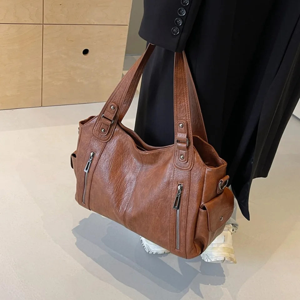 Daily Business Commuting Large Capacity Tote Hand Bags Soft Leather Shoulder Crossbody Bags for Women Handbags Sturdy Durable