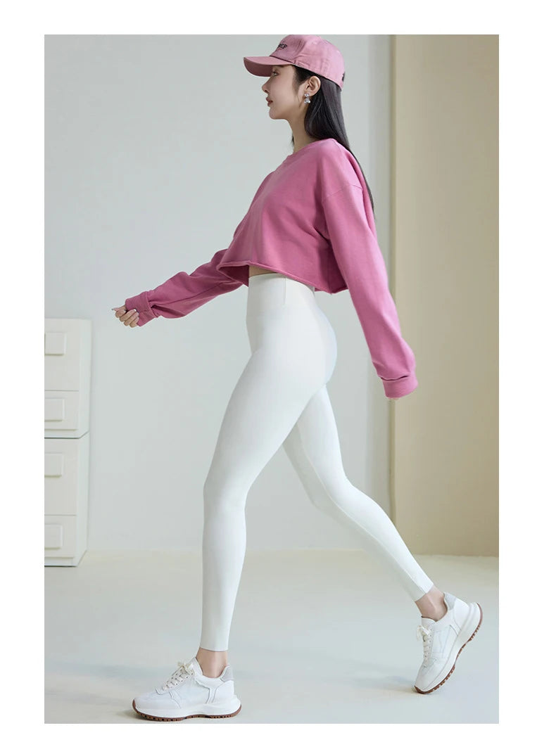 BIVIGAOS Spring Summer Back Pocket Nude Feel Sharkskin Leggings Women Fish Bone High Waist Push Up Sport Fitness Running Legging