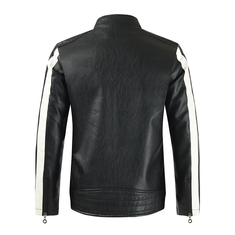 Men Slim Motorcycle Leather Jackets Casual PU Leather Coats HIgh Quality Male Stand Collar Leather Jaquetas Jackets And Coats 5X