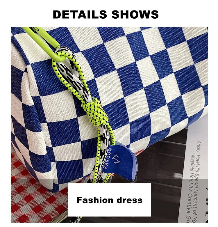 Plaid Shoulder Bag for Women Handbag CrossBorder Canvas Leisure  Fashion Bag Ladies Embroidered Han Female Pocket Purse