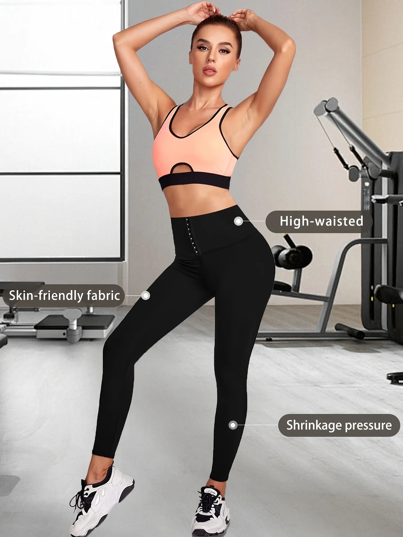 Women's high waisted shaping leggings, with a waist that tightens and a waist and hips that elevate the corset