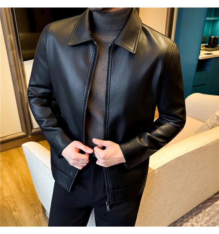 Men's 2026 Motorcycle Biker Jacket, Faux Leather PU Motorcycle Jacket, Slim Fit Stand Collar, Streetwear Zipper Jacket