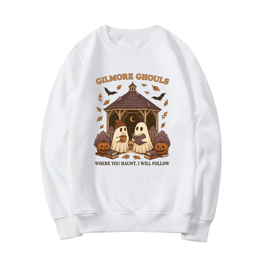 Gilmore Ghouls Sweatshirt Cute Ghost Halloween Sweatshirt Unisex Graphic Hoodies Spooky Fall Shirt Casual Long Sleeve Pullovers