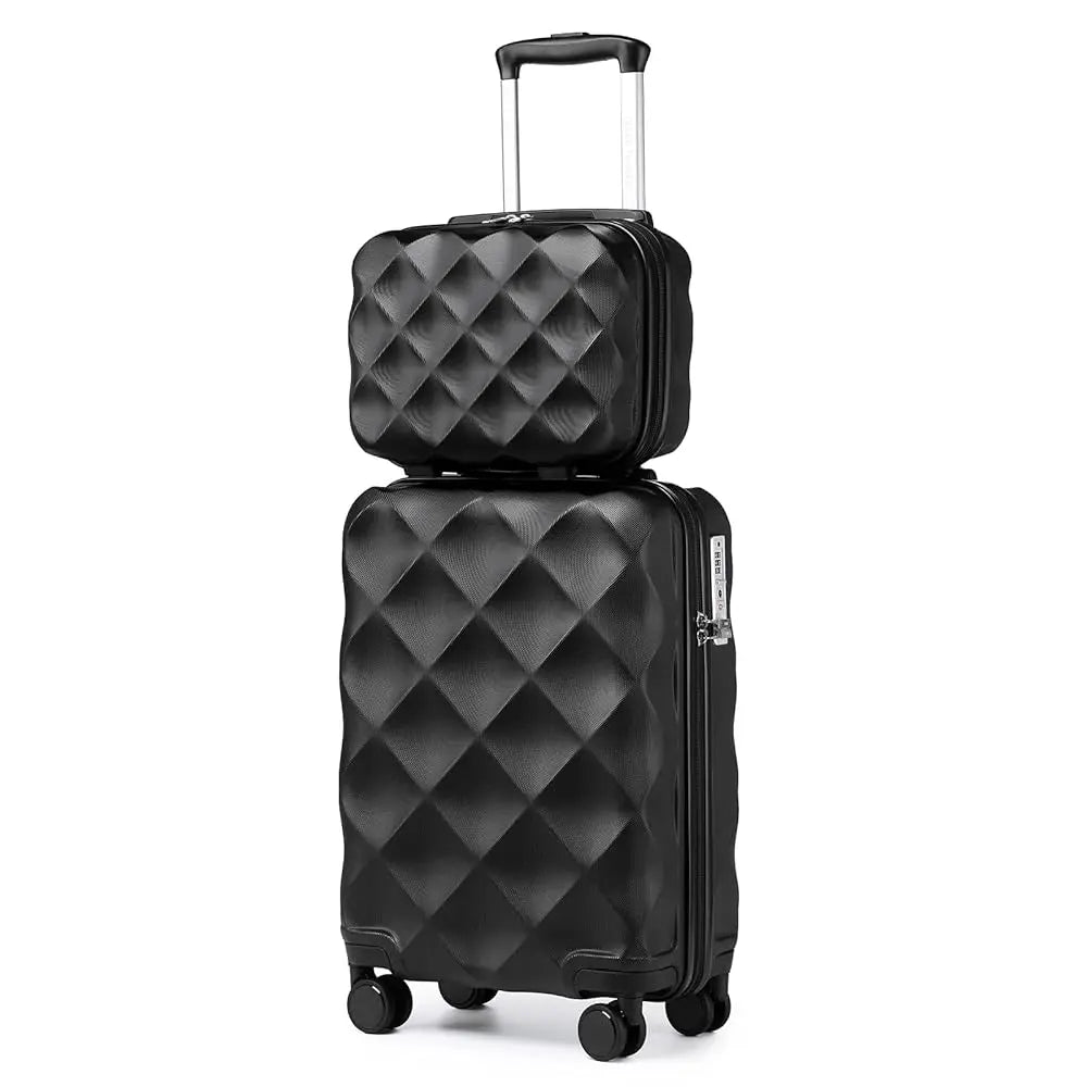 British Traveler 2 Piece Luggage Set | Cabin Case with TSA Lock & Toilet bag | 4 Double Rollers | 31 + 54 cm