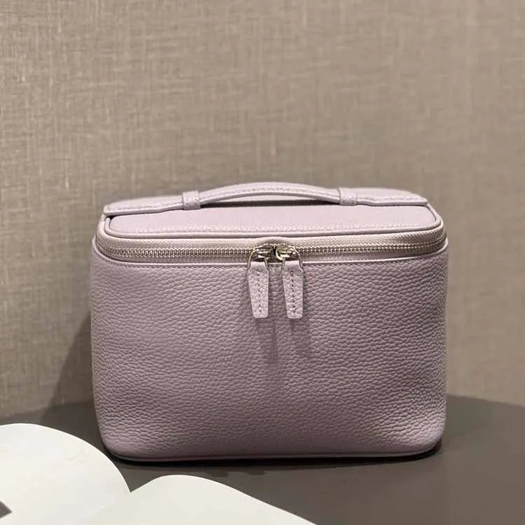 Firstgrain Cowhide Himalayan Crocodile Pattern Vanity Case Genuine Leather Square Portable Large-Capacity Hand-Held Cosmetic Bag