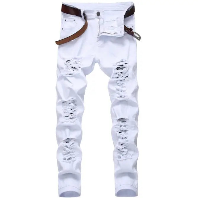 Blue Men's Jeans 3D Digital Print Stretch Denim Pants Blue Black White Trousers Men Fashion Slacks 28-34 36 38 40 42